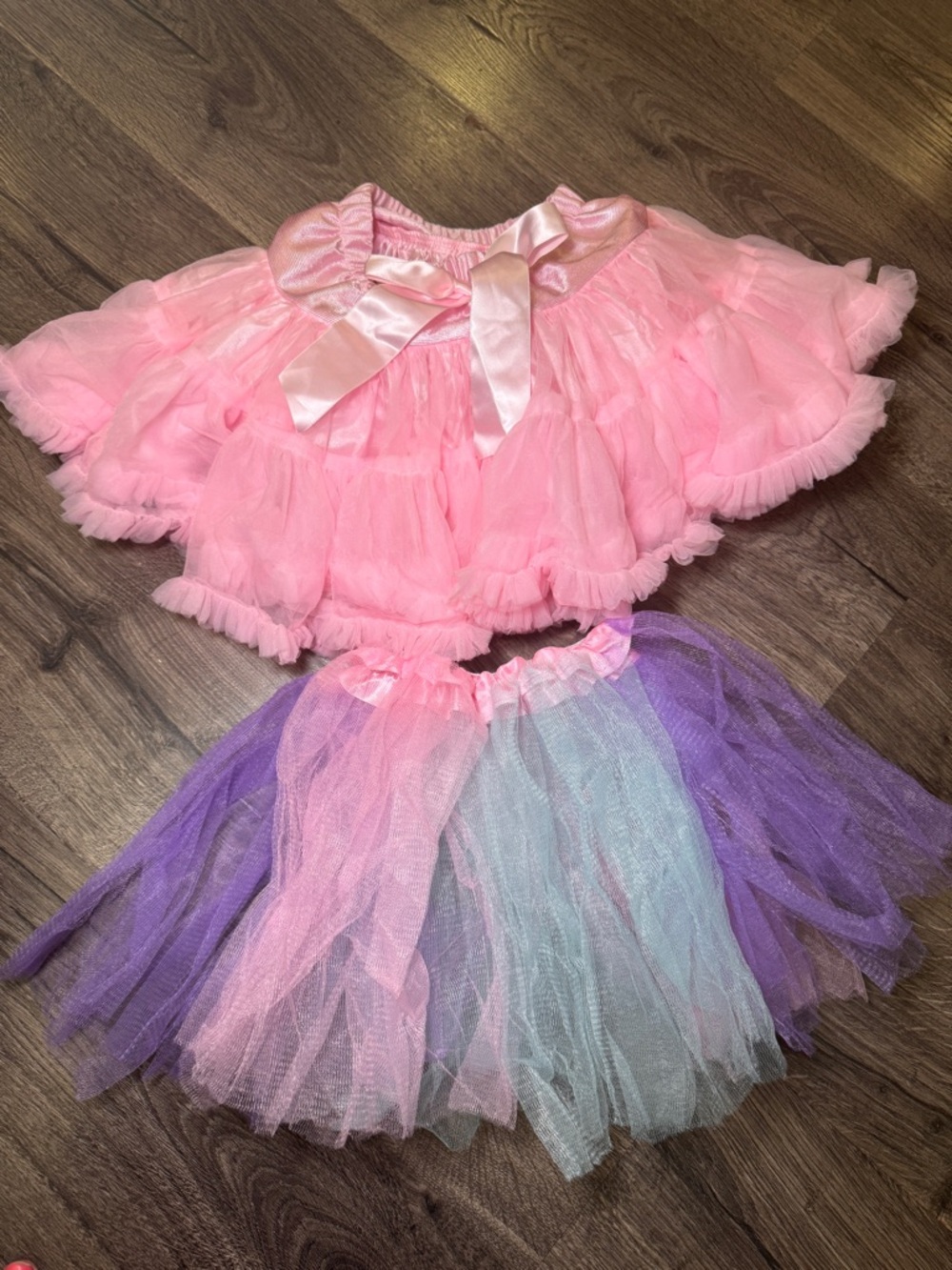 Girls Pink & Pastel Tulle Tutus - Two-Piece Costume Set